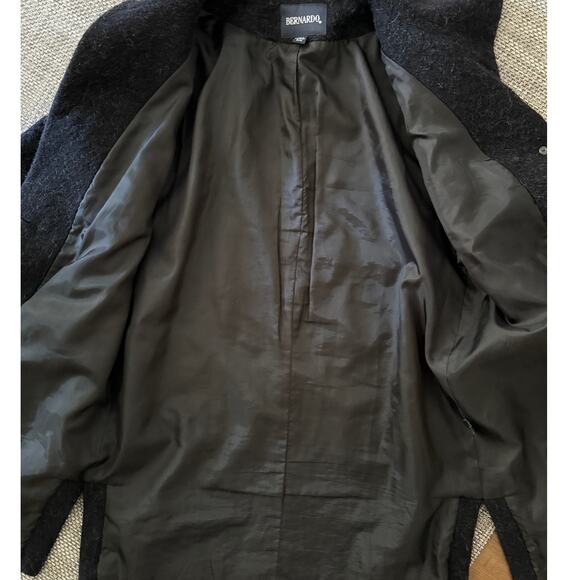 BERNARDO Alpaca Wool Blend Single Breasted Lined Coat M Charcoal Gray Preppy - Picture 4 of 6